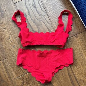 Marysia Swim Red Scalloped Bikini